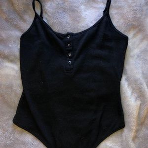 black ribbed bodysuit